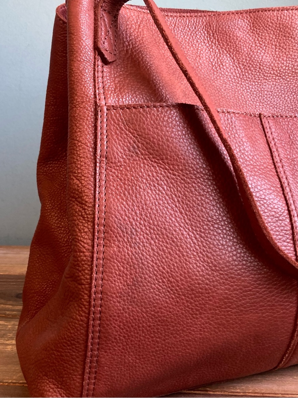 Margot New York Marcy Leather Tote Bag Brandy - Picture 6 of 10